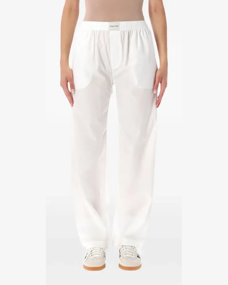 SPORTY & RICH Gerade Hose mit Logo-Patch - Weiß Weiß