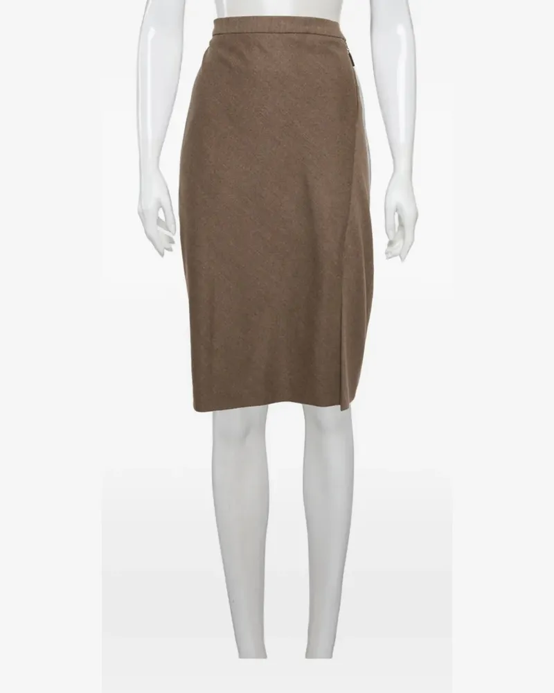 Brunello Cucinelli drape-detail pencil midi skirt - Braun Braun