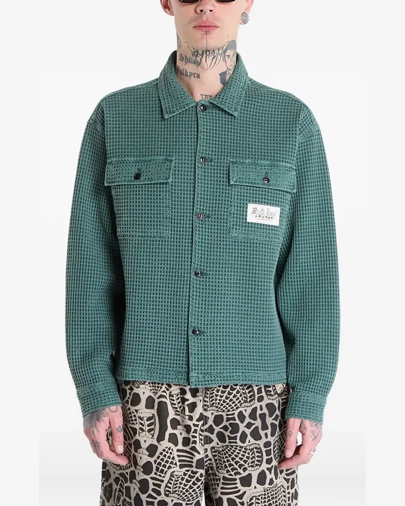 Brain Dead Hemd mit Waffelstrick-Muster - Grün Grün