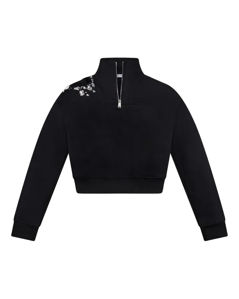 Area Half-Zip-Sweatshirt mit Kristall-Cut-Out - Schwarz Schwarz