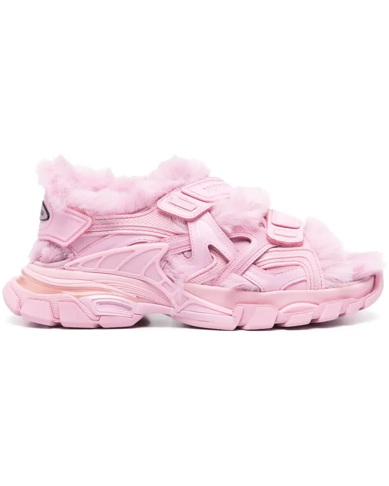 Balenciaga Sandalen mit Faux Fur - Rosa Rosa