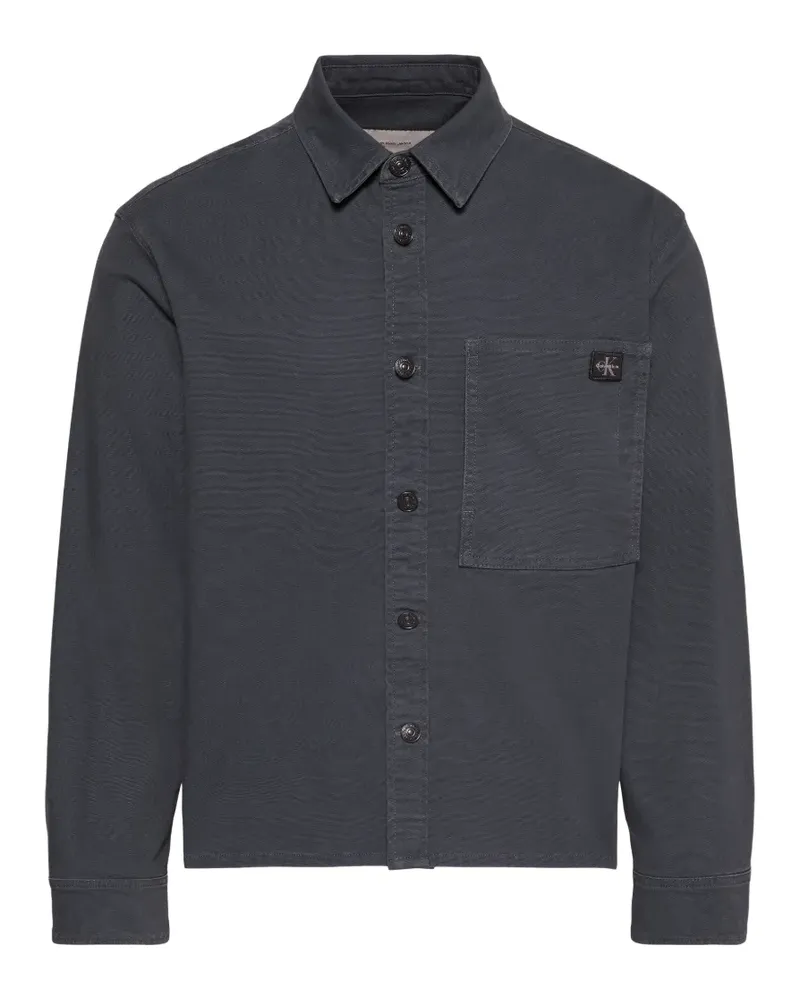 Calvin Klein Geknöpfte Jacke mit Logo-Patch - Blau Blau