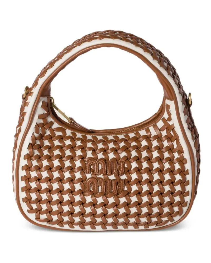 Miu Miu Gewebte Wander Schultertasche - Braun Braun