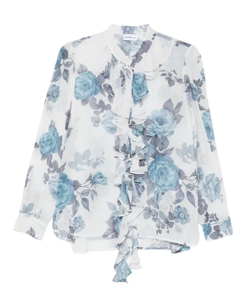 MARELLA Canapa ruffled floral shirt - Blau Blau