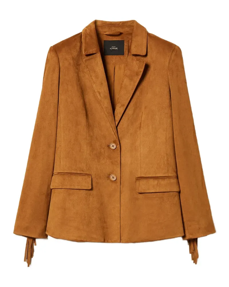 Twin-Set Blazer aus Faux-Wildleder mit Fransen - Braun Braun