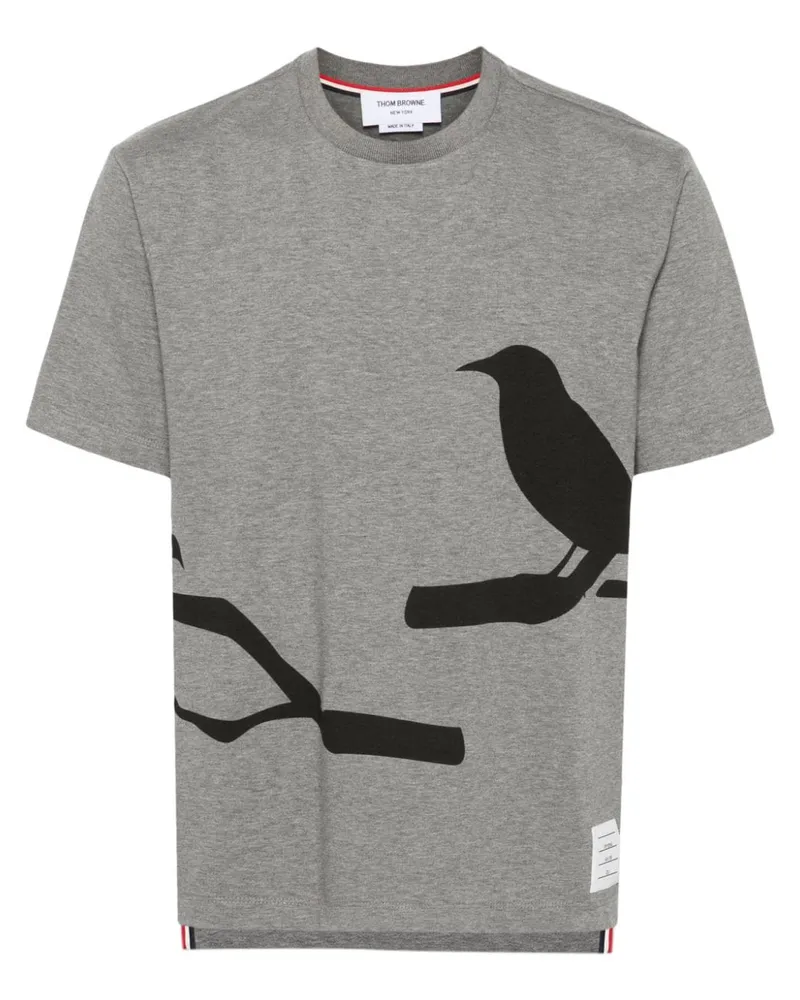 Thom Browne T-Shirt mit Raben-Print Grau