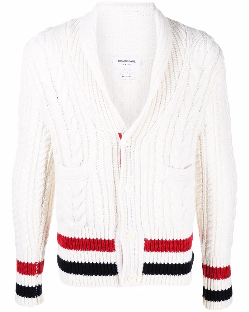 Thom Browne Cardigan mit Zopfmuster - Weiß Weiß