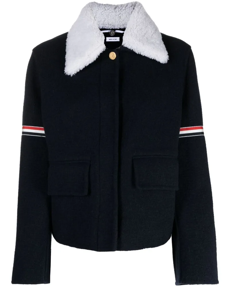 Thom Browne Jacke mit Shearling-Kragen - Blau Blau