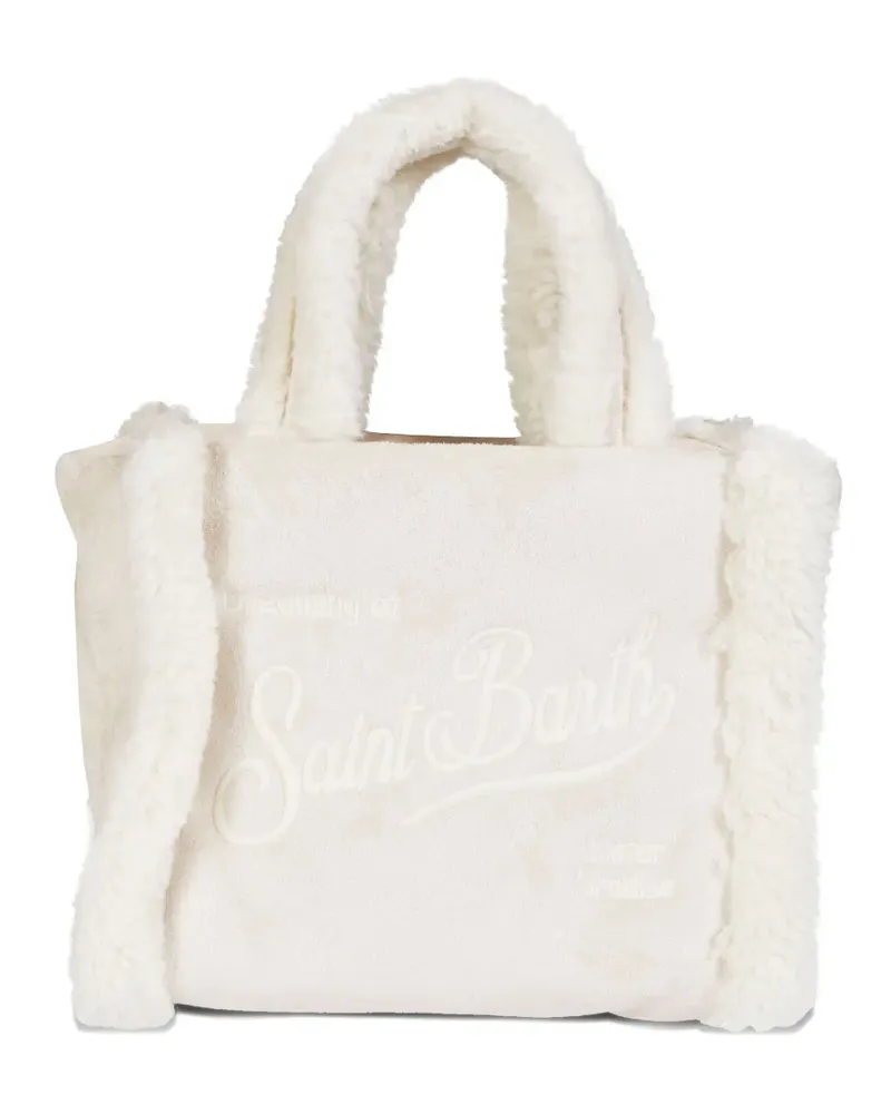 MC2 Saint Barth Vanity shearling-trim mini tote bag - Nude Nude