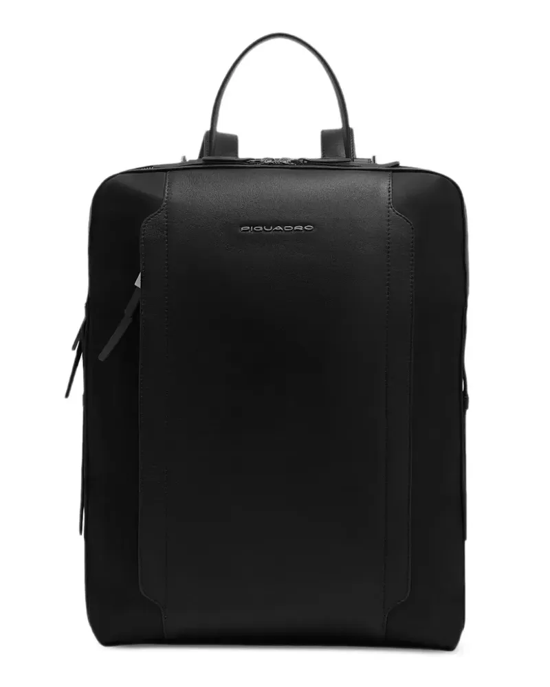 Piquadro 15,6-Zoll-Laptop-Rucksack aus recyceltem Nylon - Schwarz Schwarz