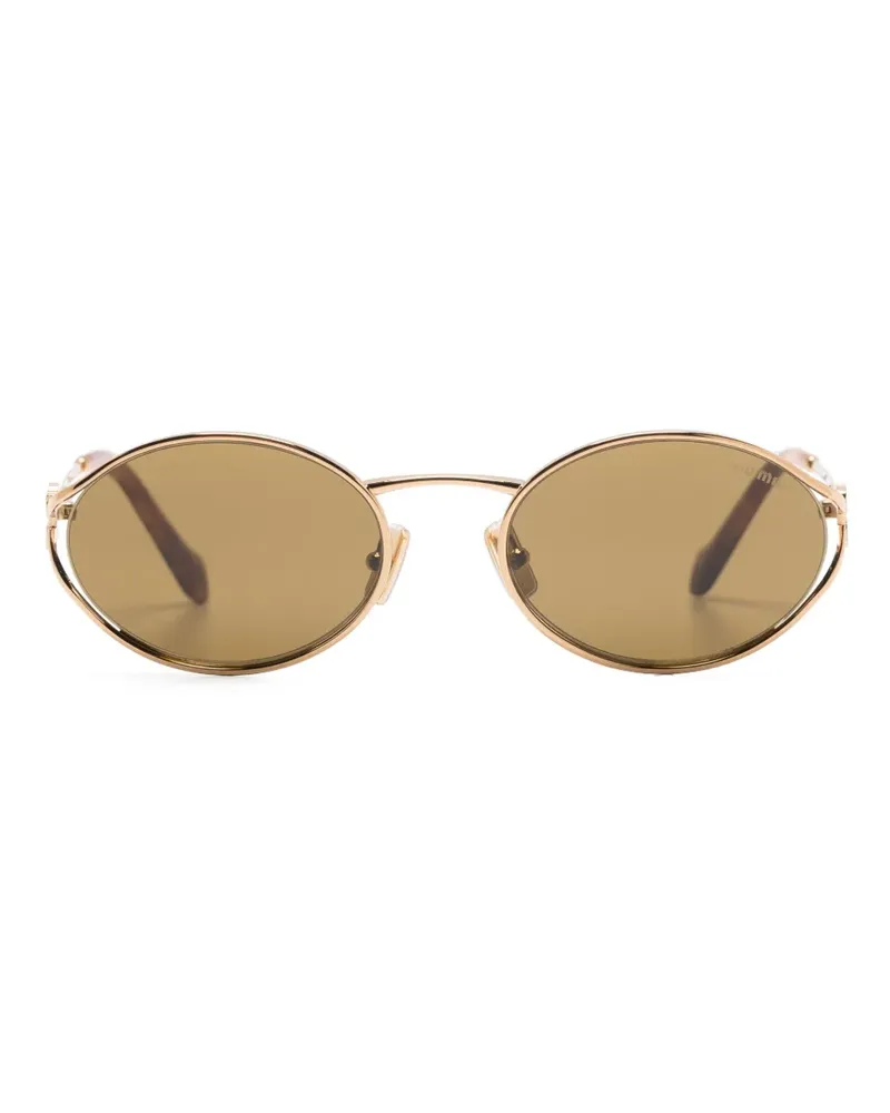 Miu Miu Sonnenbrille mit rundem Gestell - Gold Gold