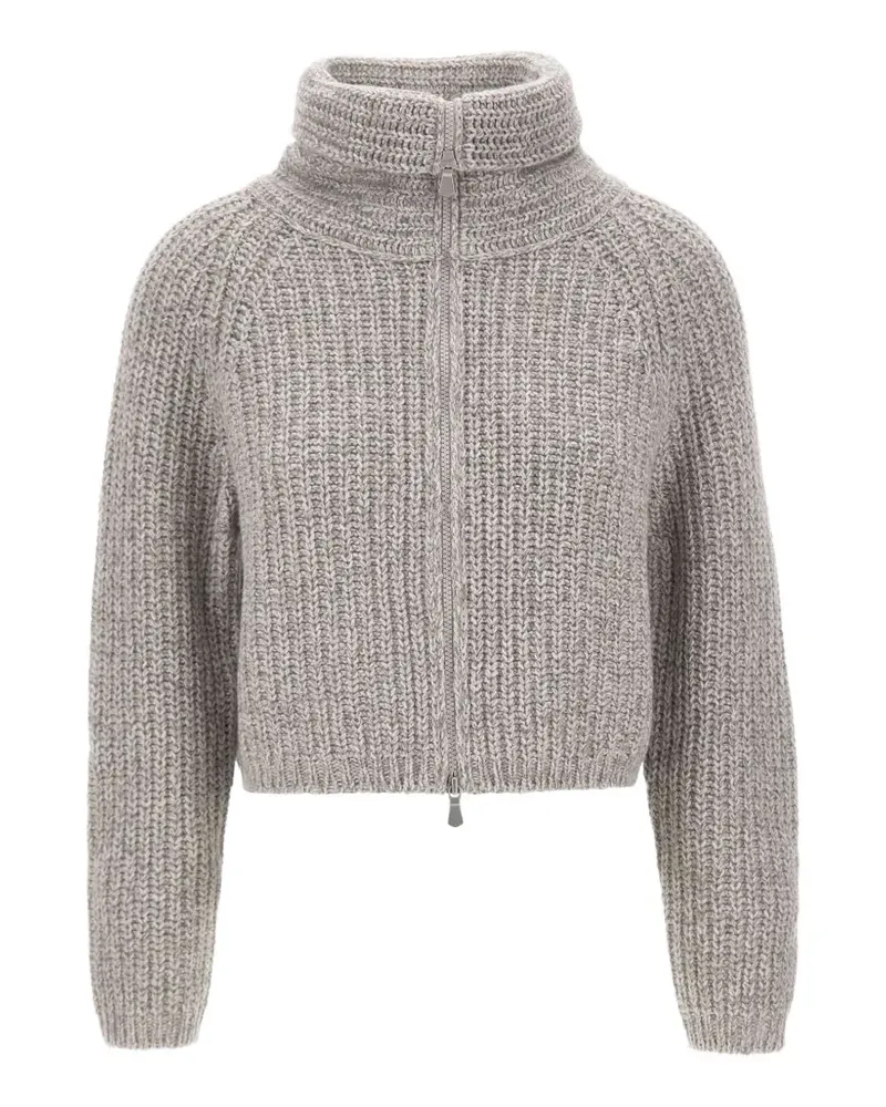Gran Sasso Cropped-Cardigan mit Zopfmuster - Grau Grau
