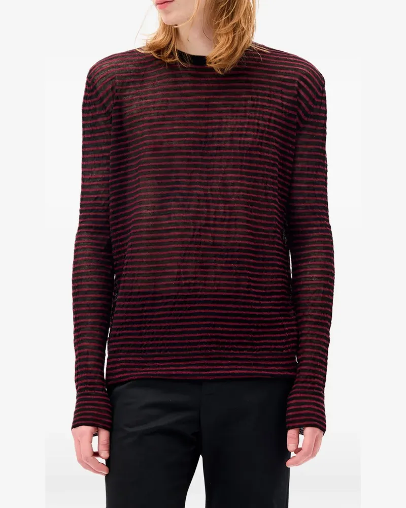 Ann Demeulemeester striped wool long-sleeve top - Schwarz Schwarz