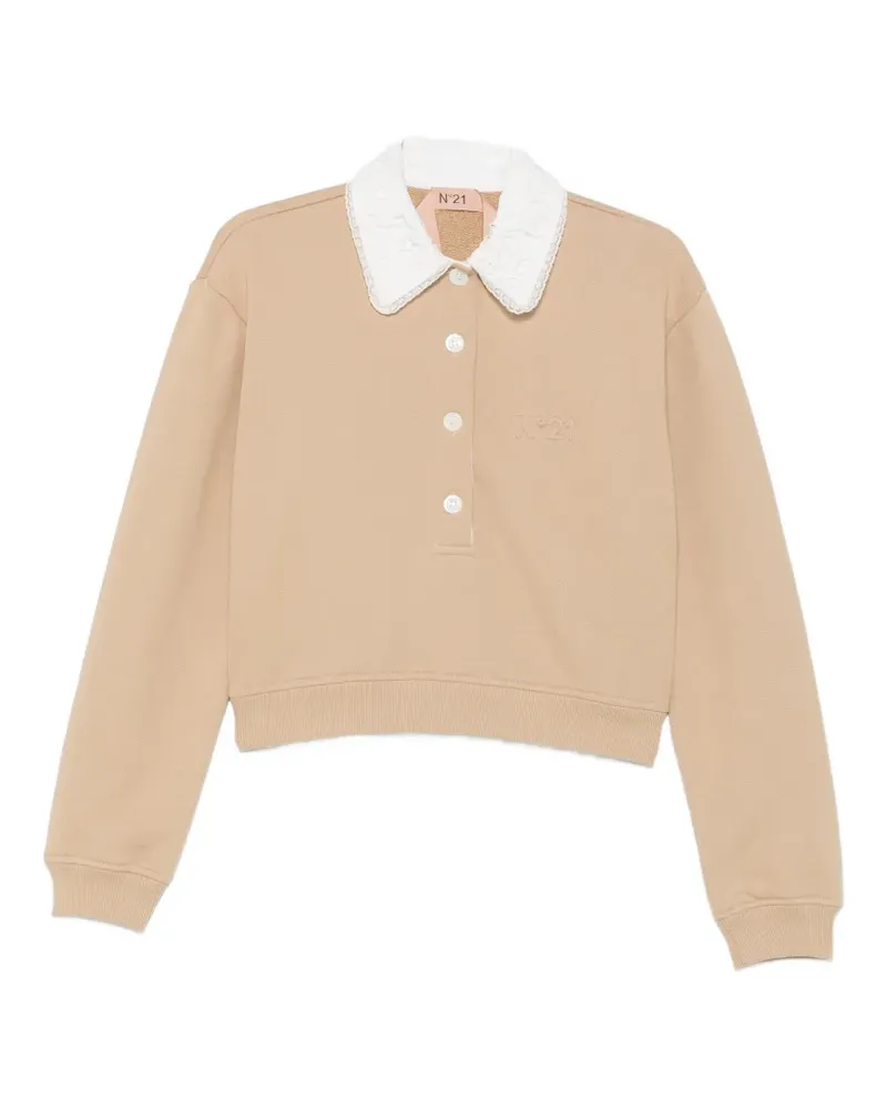 N° 21 lace-collar embroidered sweatshirt - Nude Nude