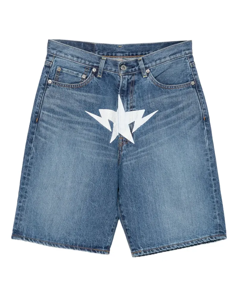 BAPE Jeans-Shorts mit Sterne-Print - Blau Blau