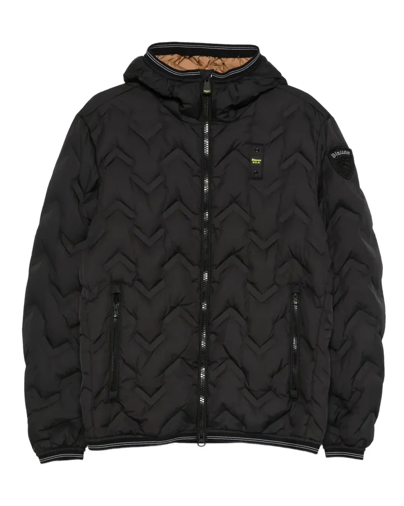 Blauer hooded quilted jacket - Schwarz Schwarz