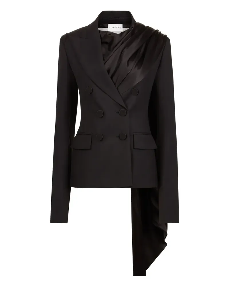 Nina Ricci Sakko mit drapiertem Schal - Schwarz Schwarz