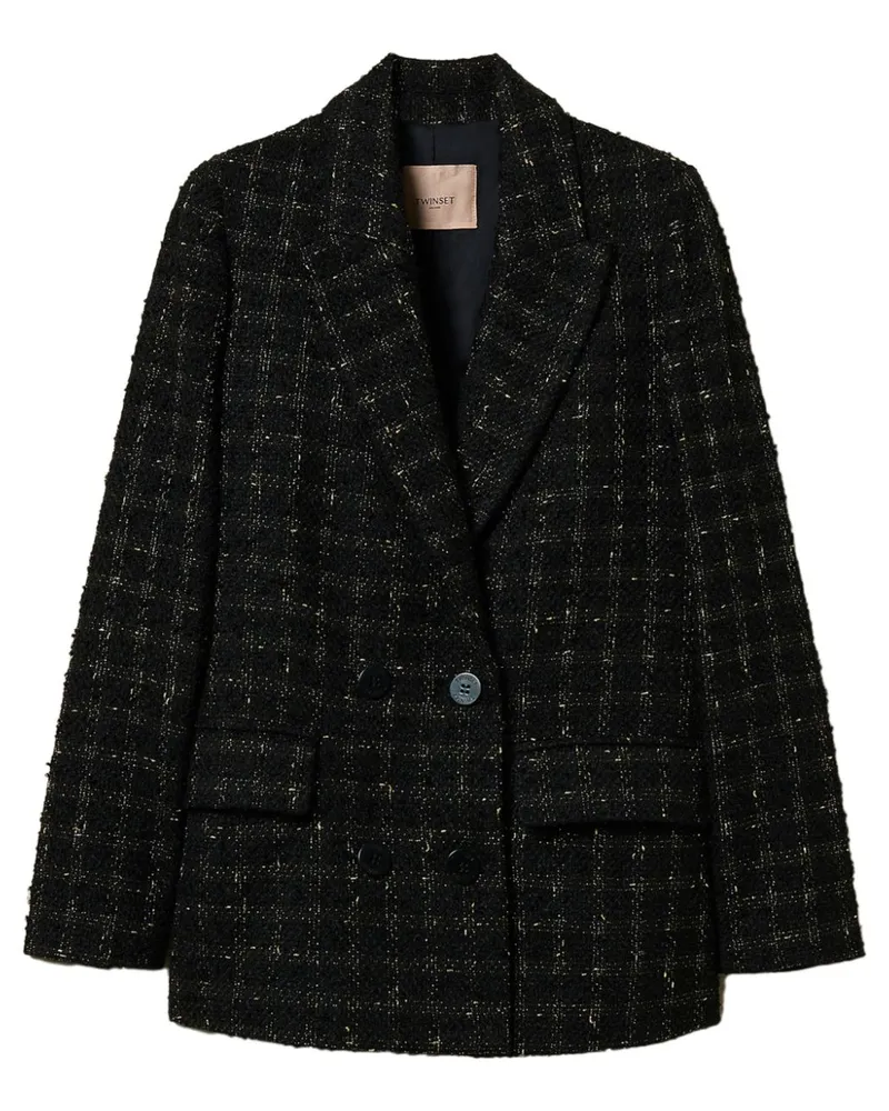 Twin-Set Bouclé-Blazer mit Karomuster - Schwarz Schwarz