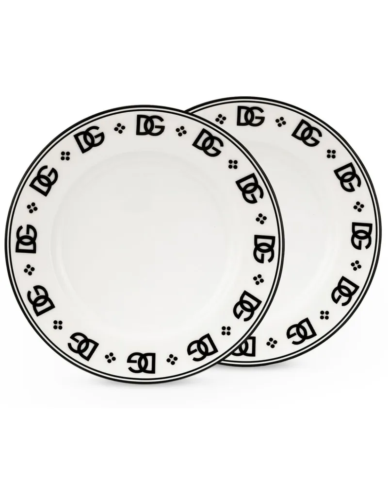 Dolce & Gabbana Teller mit DG-Logo (2er-Set) - Weiß Weiß