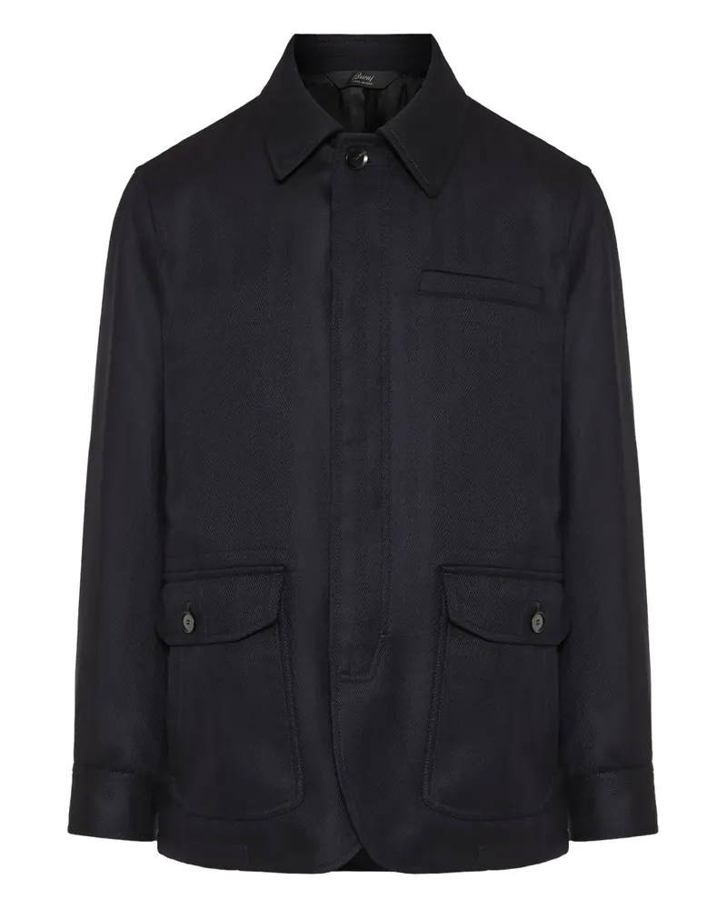 Brioni Jacke mit Fischgrätenmuster - Blau Blau