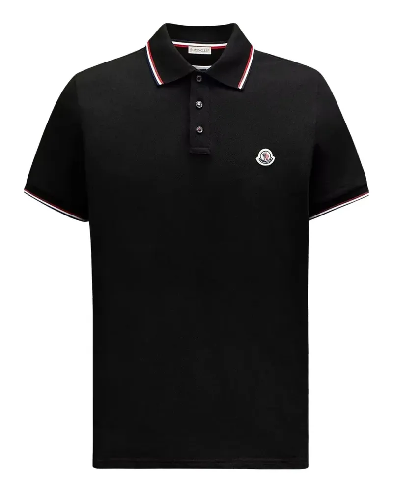 Moncler Poloshirt mit dreifarbigem Besatz - Schwarz Schwarz