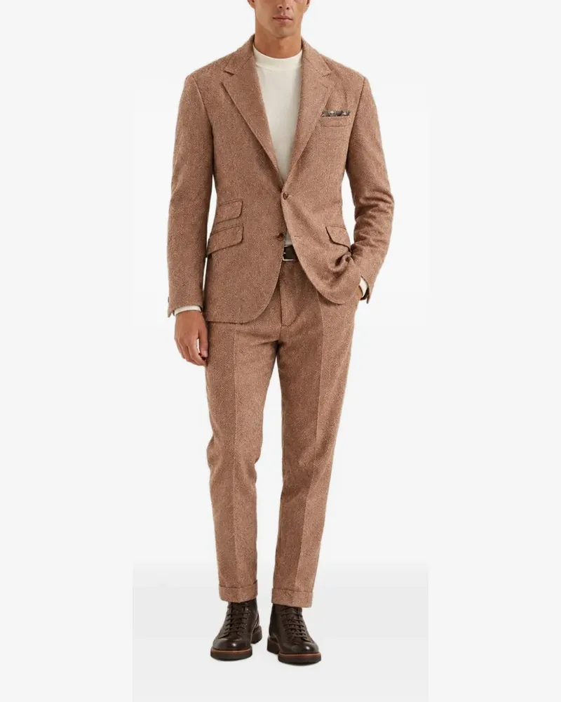 Brunello Cucinelli herringbone single-breasted suit - Braun Braun