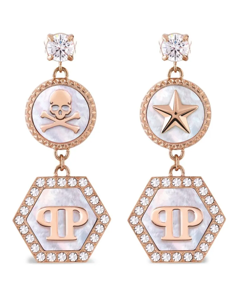 Philipp Plein Hängeohrringe mit Applikation - Rosa Rosa