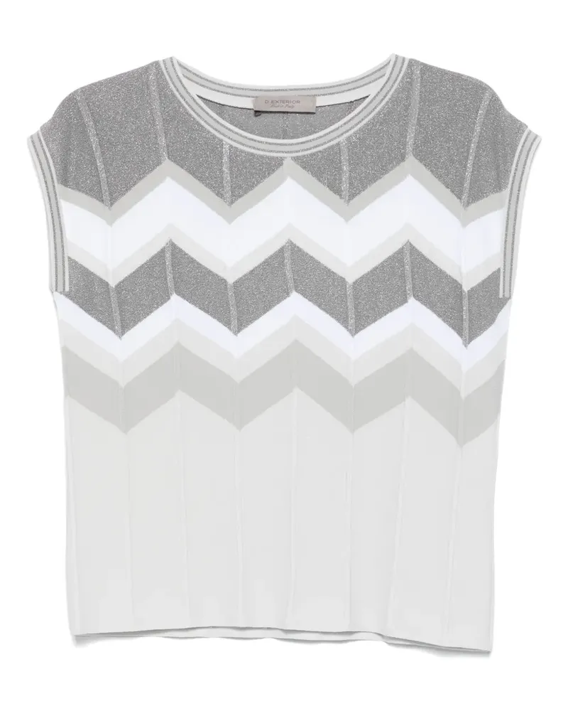 D.EXTERIOR Top mit V-Ausschnitt - Grau Grau