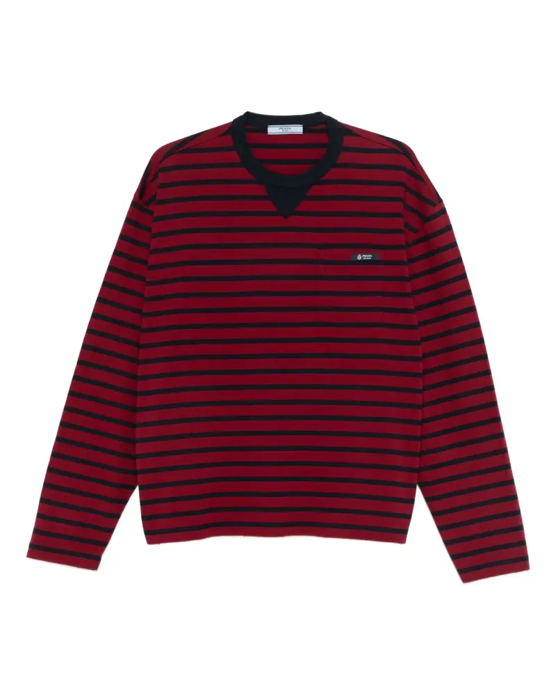 Prada Gestreiftes T-Shirt mit Tasche - Rot Rot