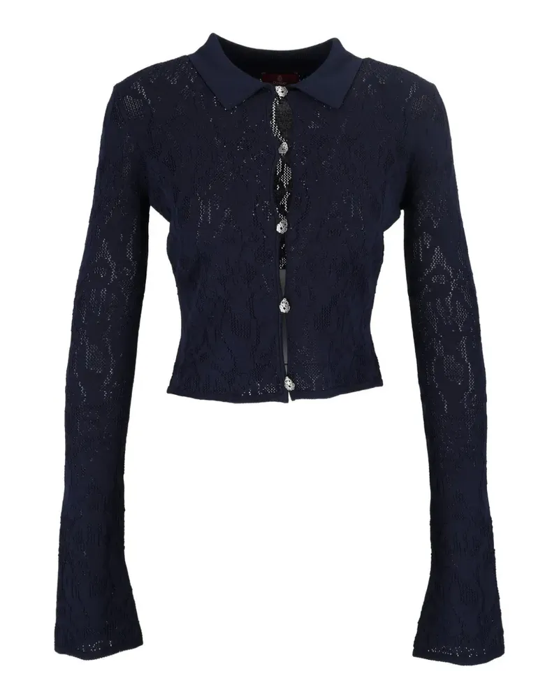 Dondup Cropped-Cardigan mit Spitze - Blau Blau