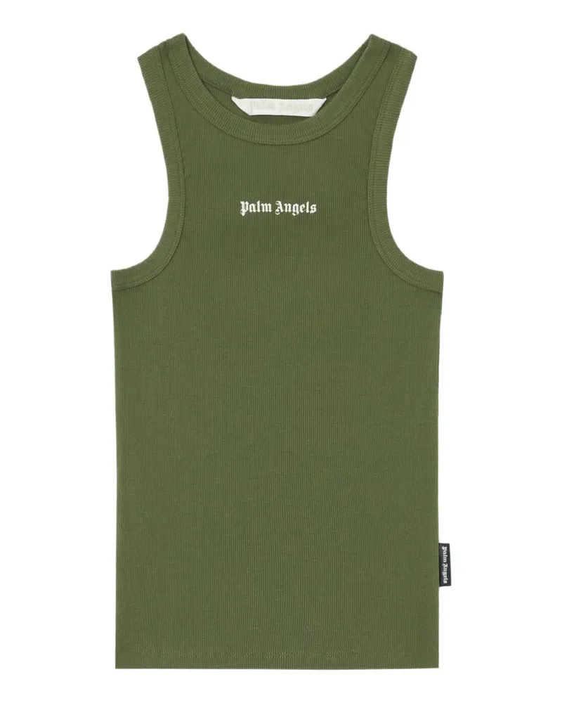 Palm Angels Geripptes Tanktop mit Logo - Grün Grün