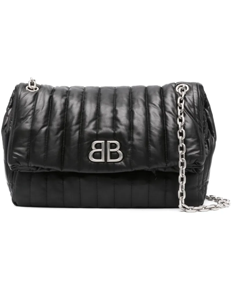 Balenciaga MIttelgrosse Monaco Schultertasche mit Kettenriemen - Schwarz Schwarz