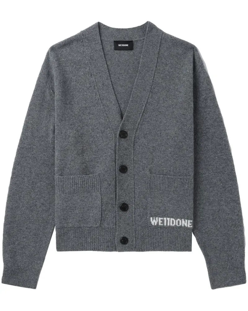 WE 11 DONE Cardigan mit Logo-Stickerei Grau