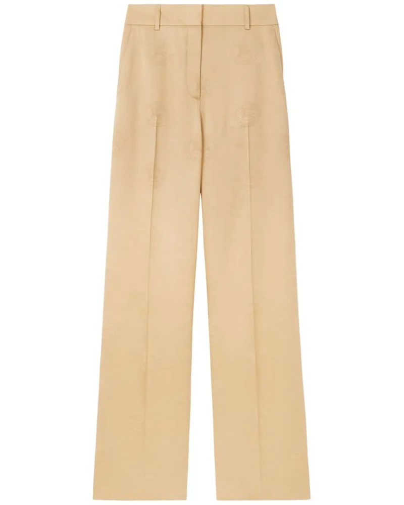 Burberry Weite Seidenhose mit Ritteremblem - Nude Nude
