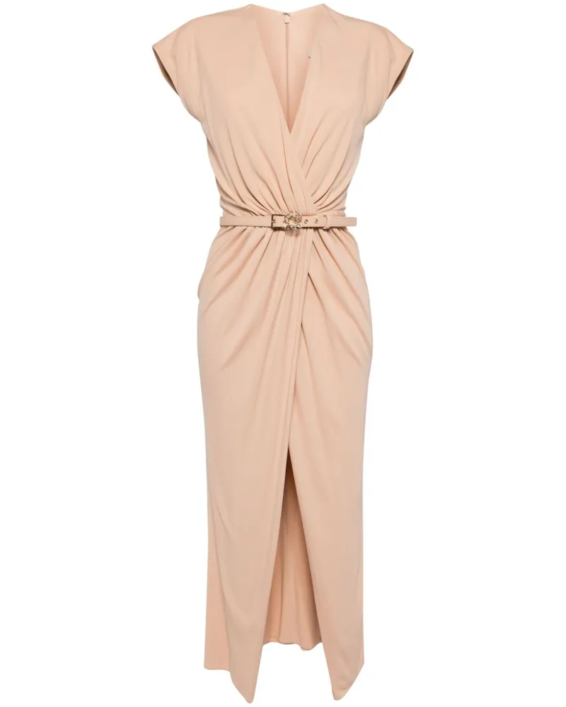Elie Saab Drapiertes Midikleid - Nude Nude