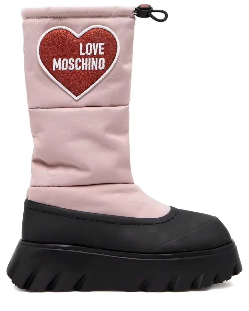 Moschino Gesteppte Stiefel mit Herzapplikation - Rosa Rosa