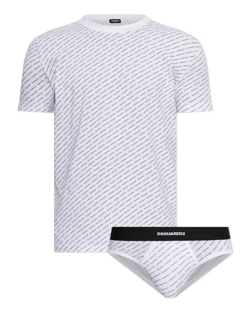 Dsquared2 Set aus Slip und Unterhemd mit Logo - Weiß Weiß