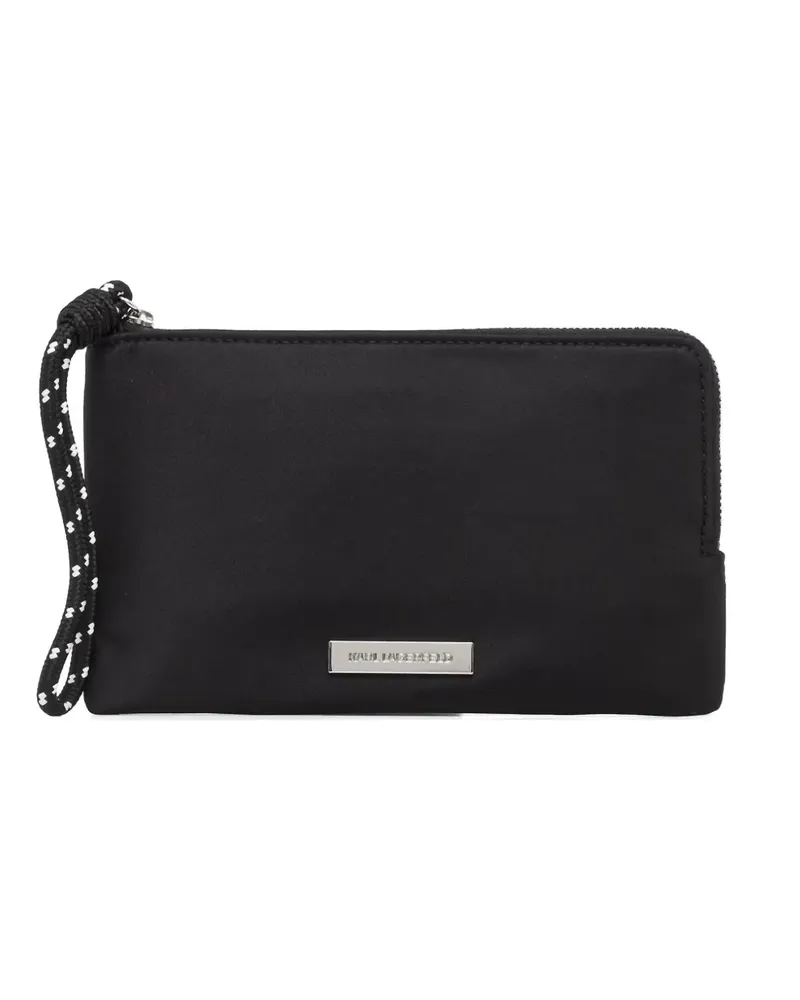 Karl Lagerfeld logo-plaque rope-trim clutch bag - Schwarz Schwarz