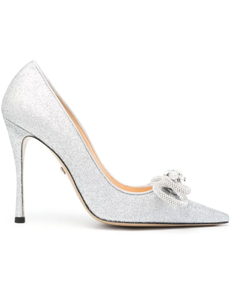 Mach & Mach Double Bow Pumps mit Glitter Silber