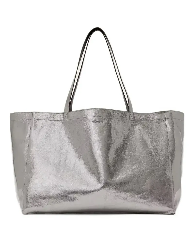 AllSaints metallic-effect logo-debossed tote bag - Silber Silber