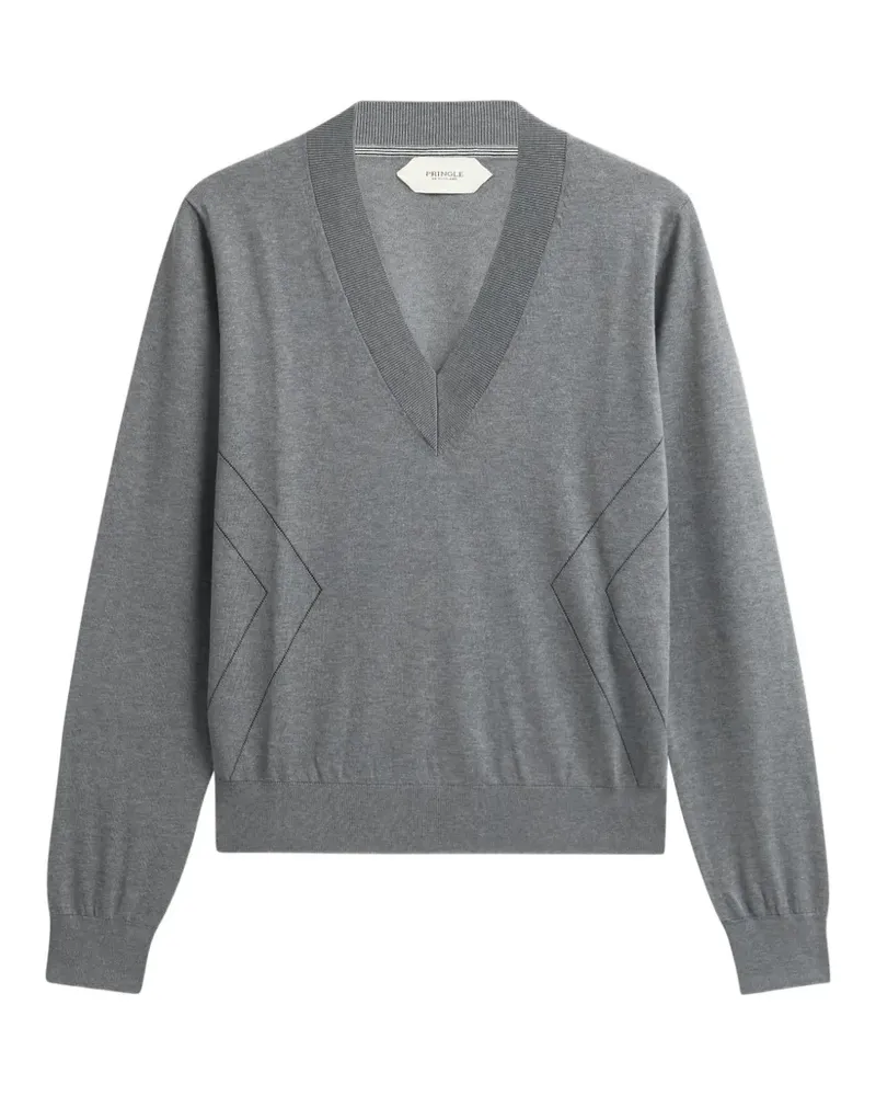 Pringle of Scotland Pullover in Pointelle-Strick mit V-Ausschnitt - Grau Grau