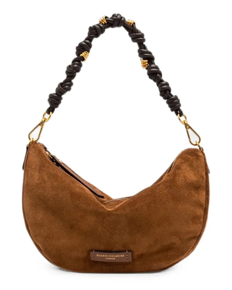 Gianni Chiarini Cleo small suede knotted-strap shoulder bag - Braun Braun