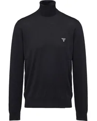 Prada Rollkragenpullover mit Logo-Print Schwarz