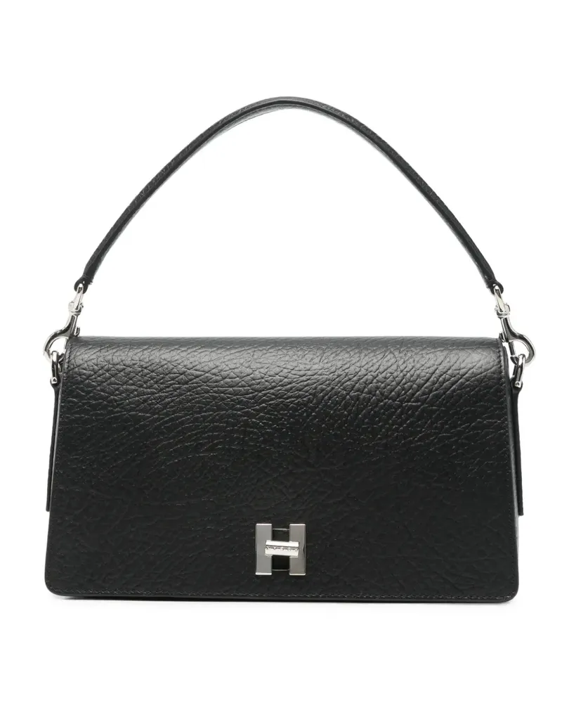 Hogan Strukturierte Handtasche mit Logo-Schild - Schwarz Schwarz
