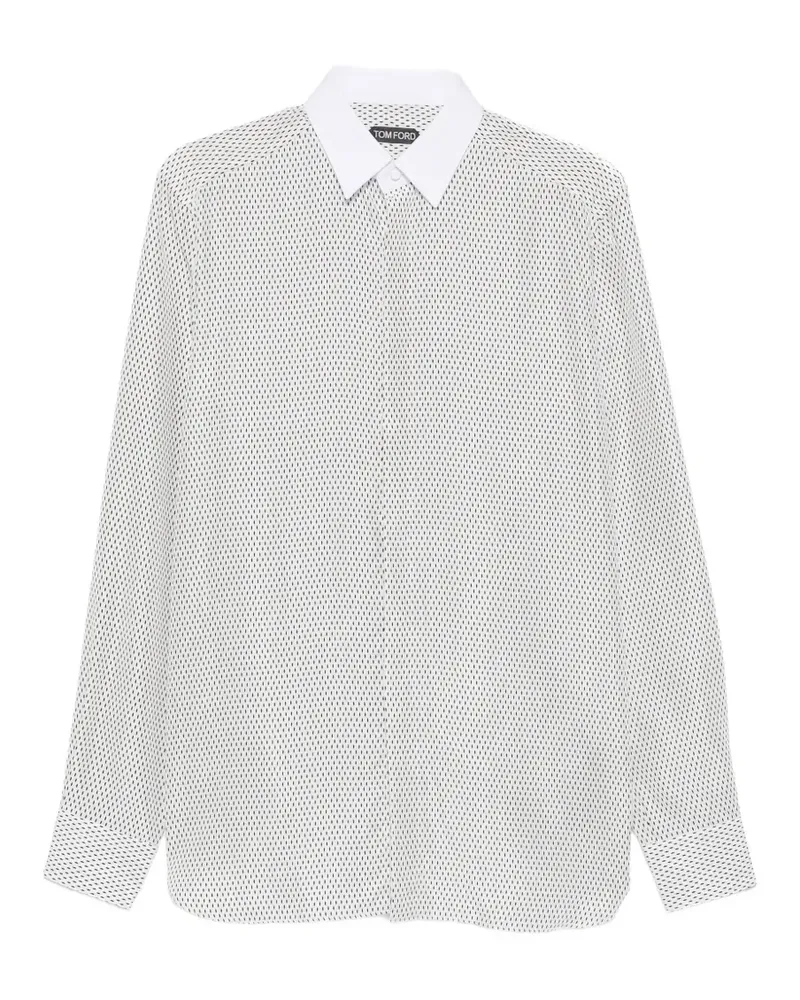 Tom Ford Hemd mit geometrischem Print und Kontrastkragen - Weiß Weiß