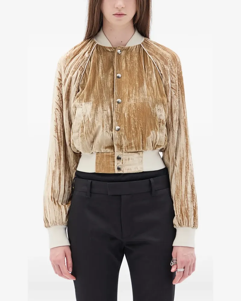 Ann Demeulemeester Arya Froissé Bomberjacke aus Samt - Nude Nude