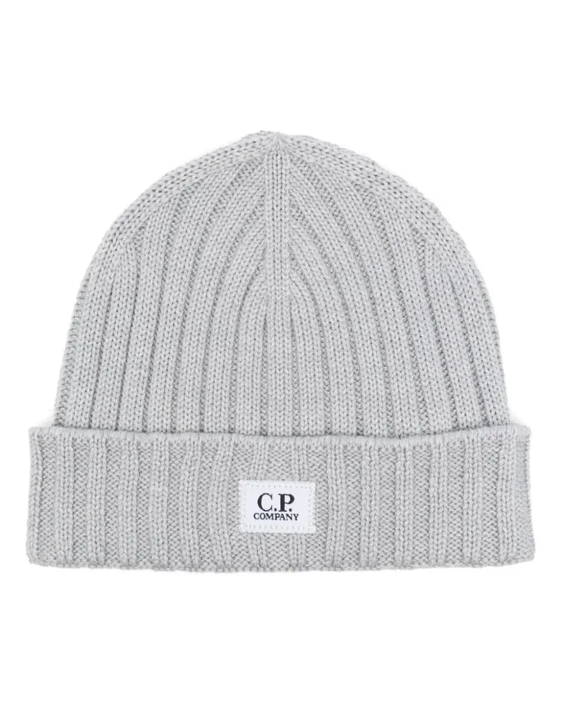 C.P. Company Beanie mit Logo-Patch Grau