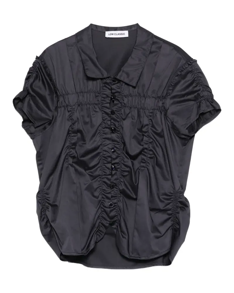 LOW CLASSIC Drapierte Wrinkle Bluse mit Knöpfen - Blau Blau