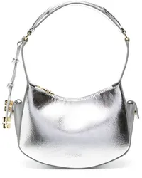 Ganni Metallische Swing Schultertasche Silber