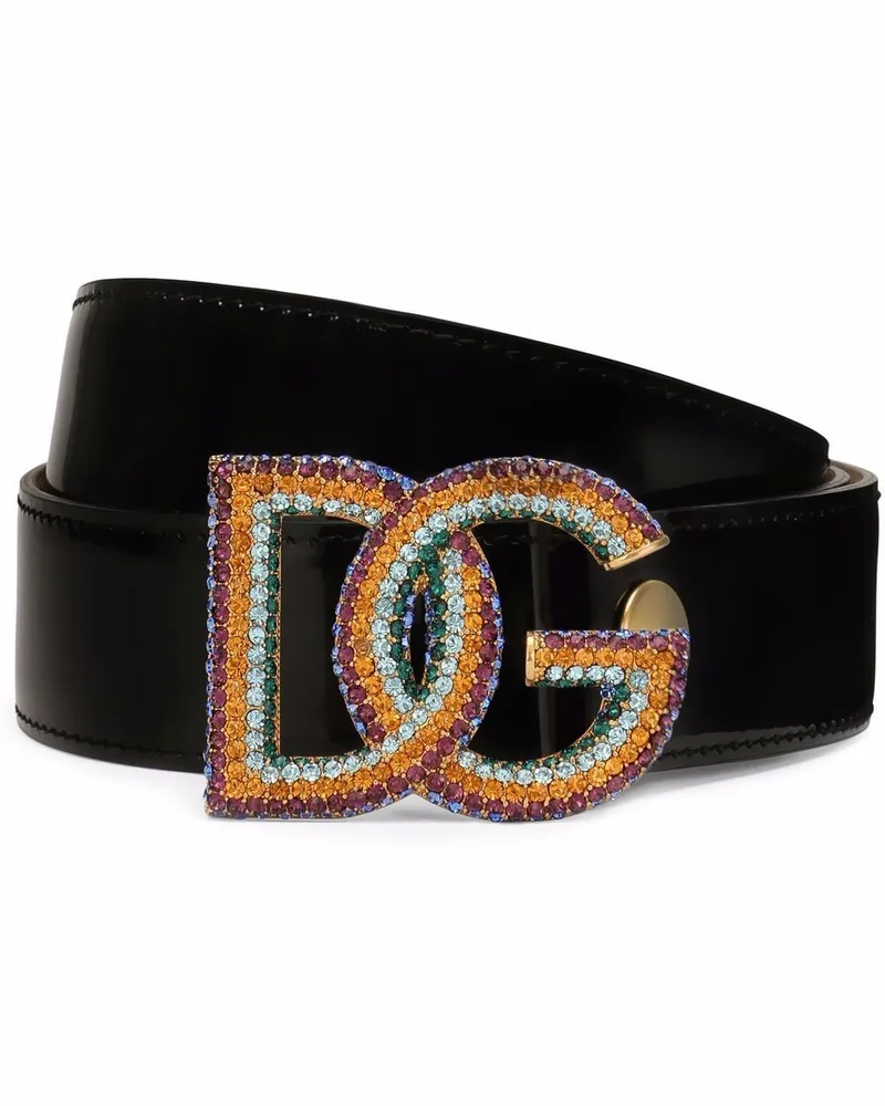 Dolce & Gabbana DG-Gürtel aus Lackleder - Schwarz Schwarz